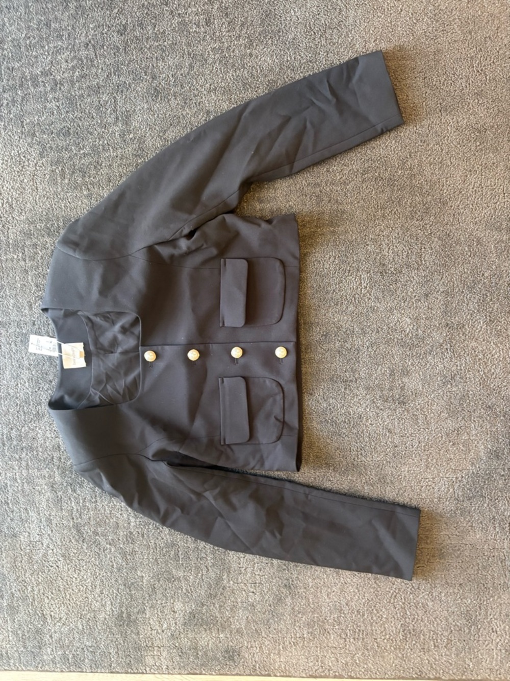 Favorite Daughter Black Bomber Jacket with Gold Buttons